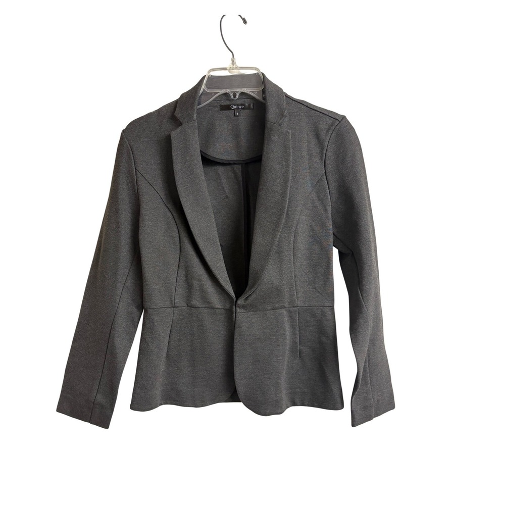 Quince Women Gray Ponte Knit Blazer Jacket Size S Workwear Professional